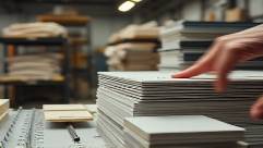 plastic composite material integration, focused, layering materials, photorealistic, workshop with composite layers and tools, highly detailed, assembly process, 50mm lens, subdued colors, overhead lighting, shot with a Panasonic Lumix S1R