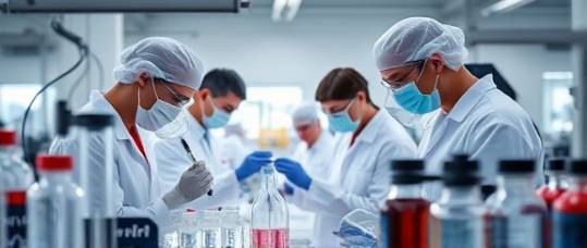 highdensity plastic, testing for quality, conducting experiments, photorealistic, laboratory environment with advanced testing equipment, highly detailed, technicians in lab coats, 5k clarity, high contrast colors, precise spot lighting, shot with a long focal length lens.